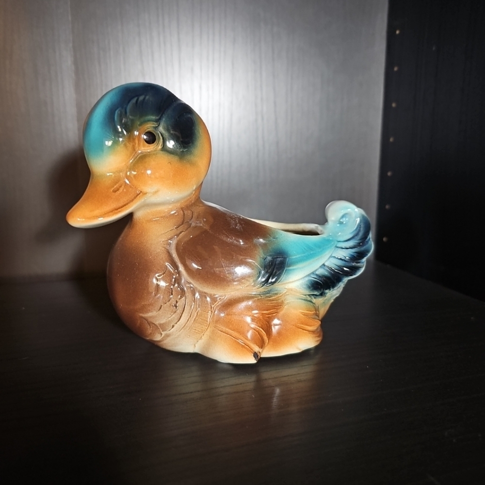Vintage Royal Copley Ceramic Colorful Mallard Duck Planter